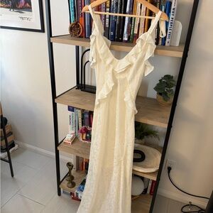 Astr Cream Ruffle Maxi Dress
